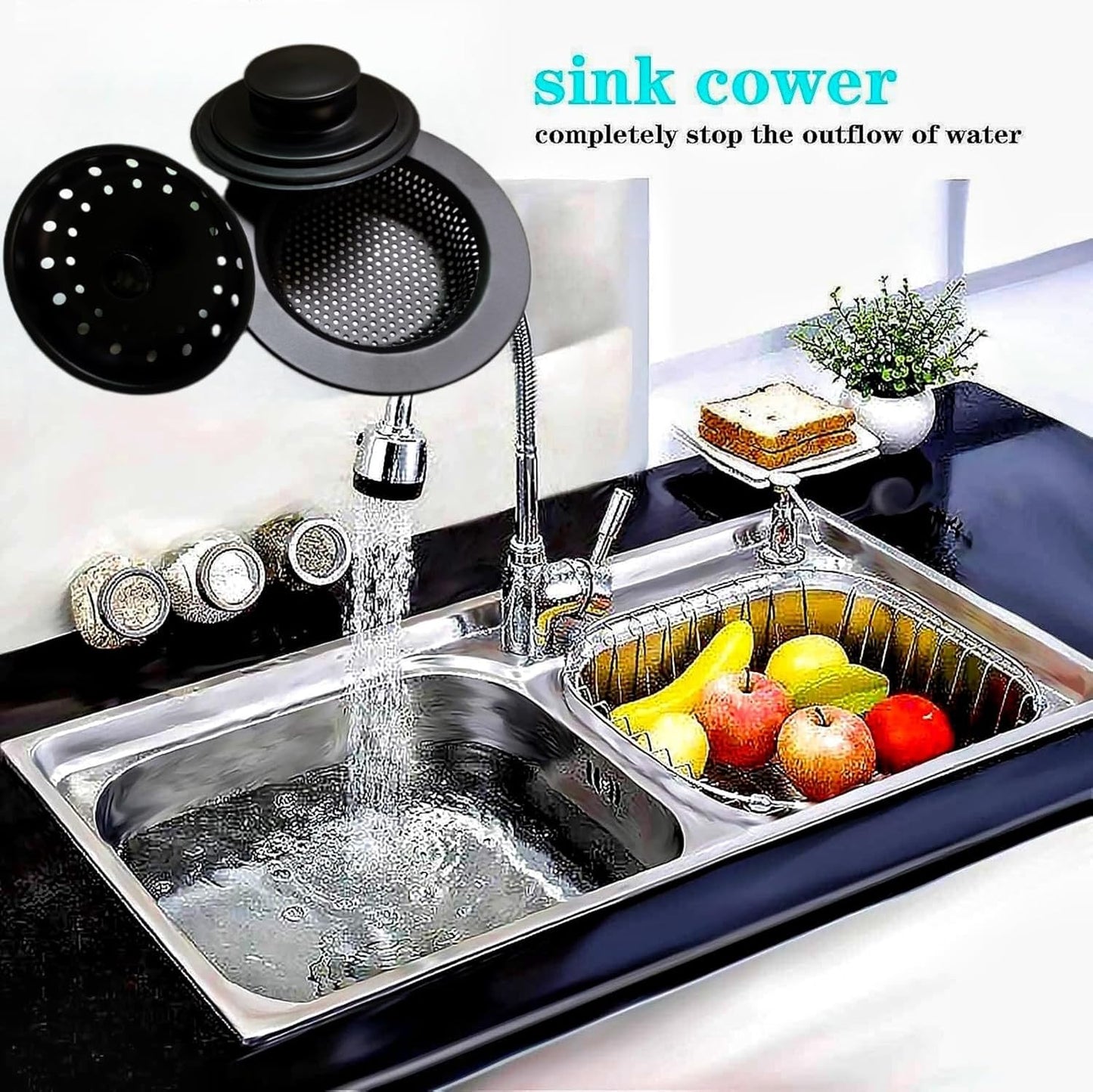3 Pcs Kitchen Sink Strainer Drainer Filter Plug Stainless Steel Universal Anti-Clogging for Kitchen Sink Drain