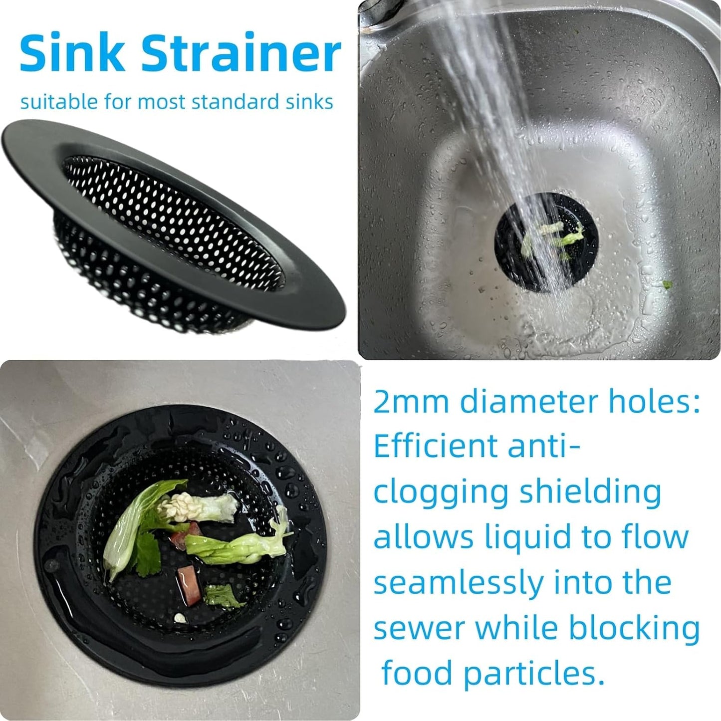 3 Pcs Kitchen Sink Strainer Drainer Filter Plug Stainless Steel Universal Anti-Clogging for Kitchen Sink Drain