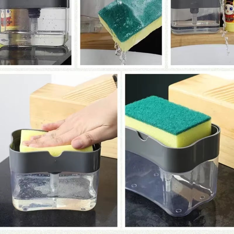 Soap Kitchen Sponge Soap Dispenser Bottle for Liquid Soap Dispenser Kitchen Sponge Dispenser Manual Kitchen Accessories
