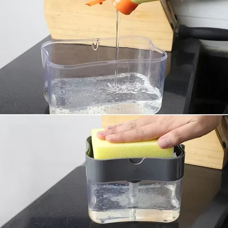Soap Kitchen Sponge Soap Dispenser Bottle for Liquid Soap Dispenser Kitchen Sponge Dispenser Manual Kitchen Accessories